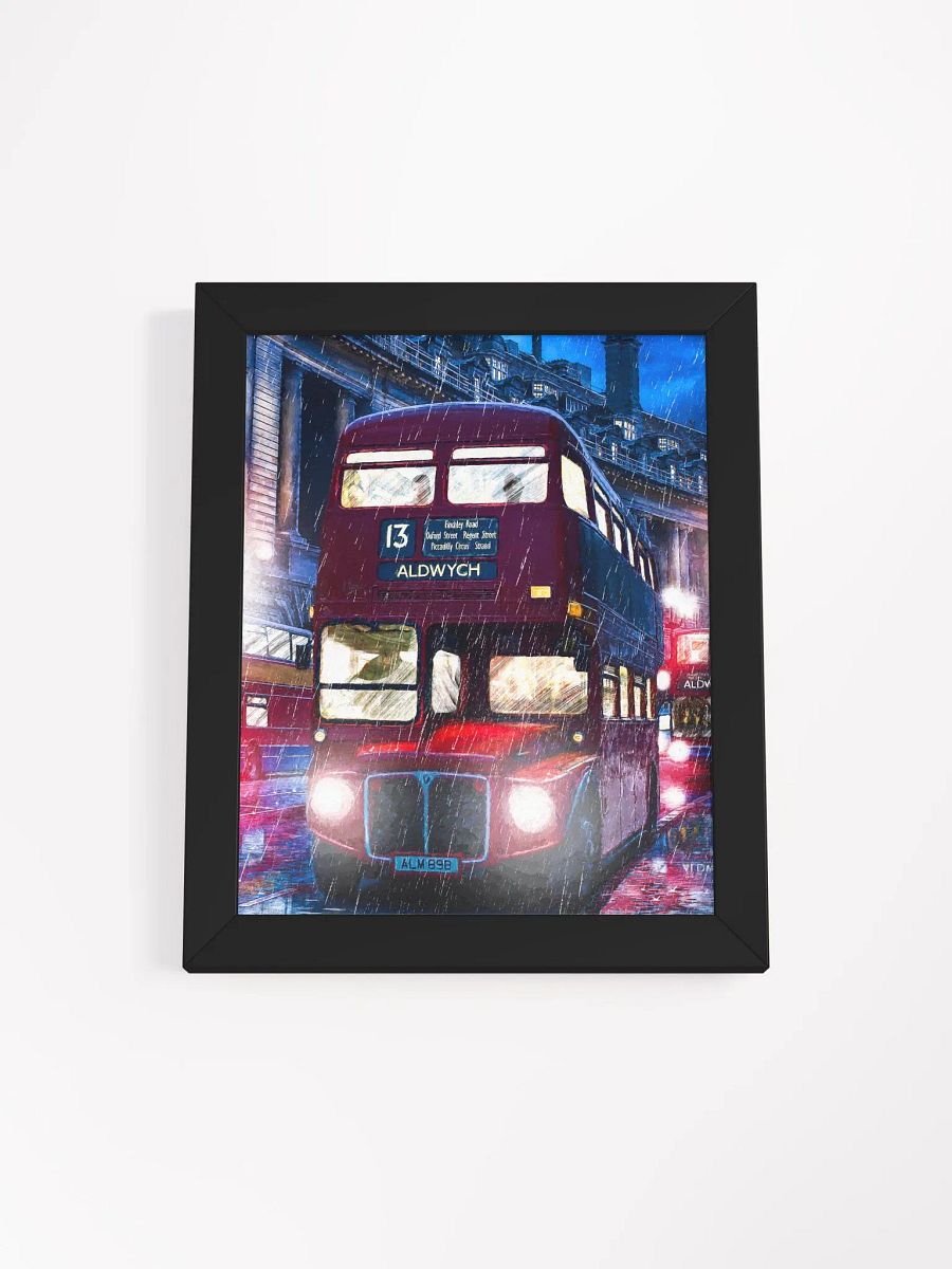 Routemaster Bus – Rainy London Framed Poster product image (1)