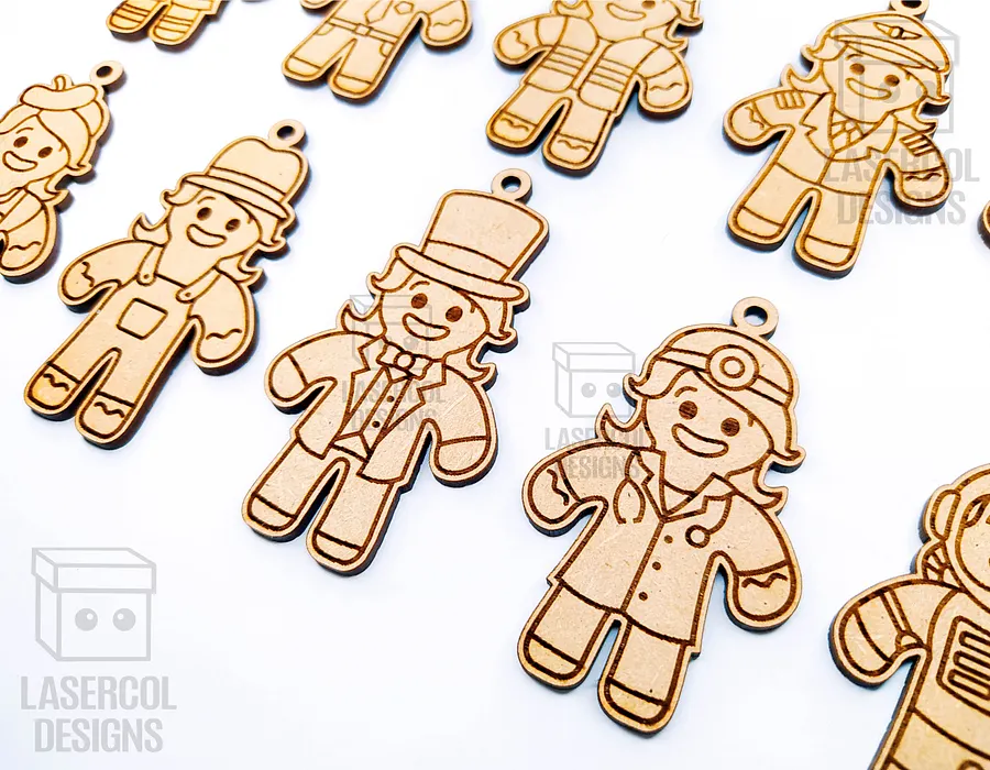 Gingerbread Cookies Christmas Ornaments Set 4 - Laser Cut Files product image (6)