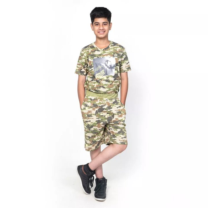 Boys T-Shirt and Short Set Cotton Summer Camo Army Camouflage 2 Piece Outfits product image (2)