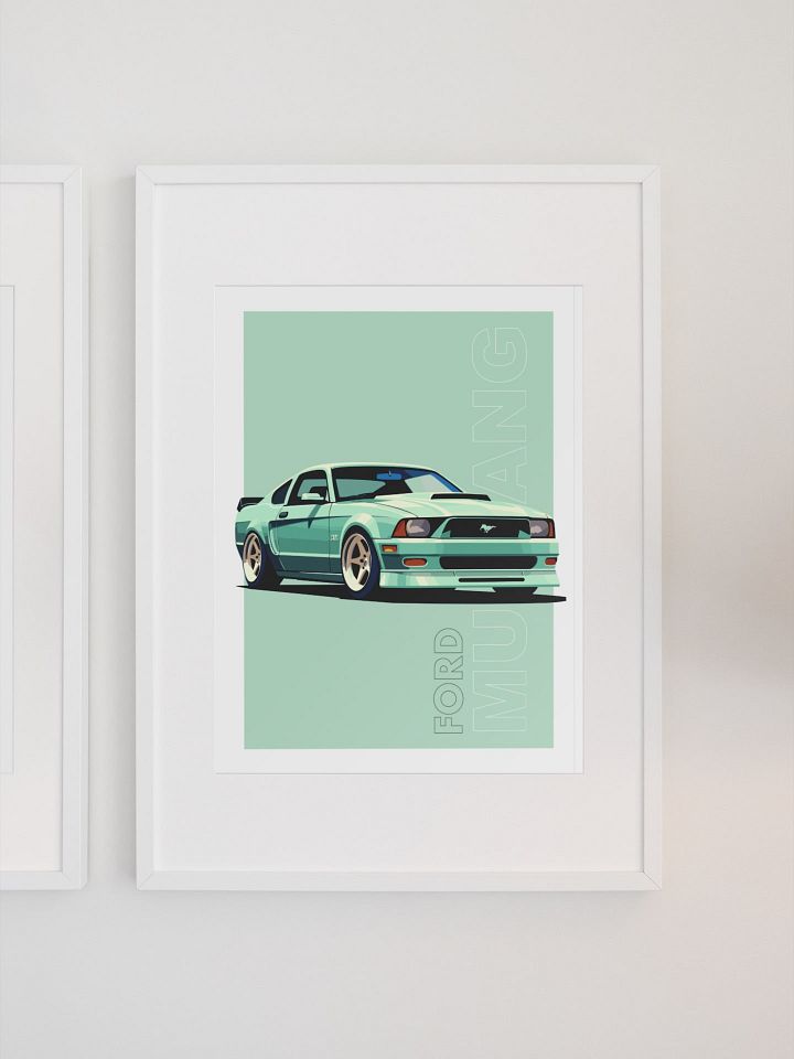 Vintage Ford Mustang GT Art Print, Classic Muscle Car Poster, Retro Automotive Wall Art, American Muscle Car Enthusiast Gift, Car Collector product image (1)