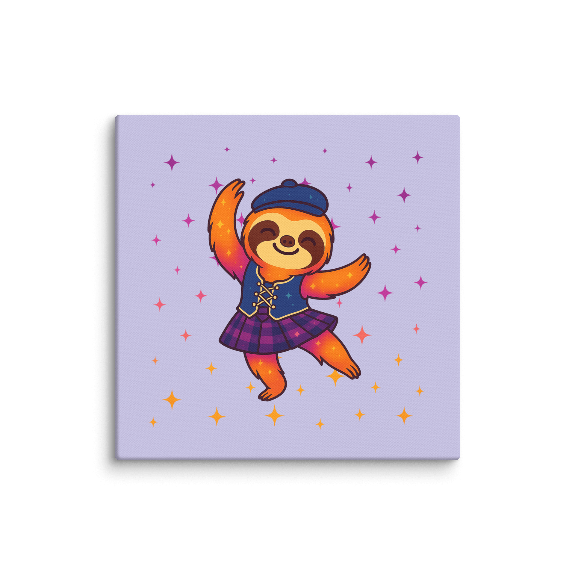Highland Dance Sloth Canvas – Cute Scottish Sloth Mini Wall Art for Dancers, Sloth Lovers & Sparkly Decor Fans (6x6") product image (1)