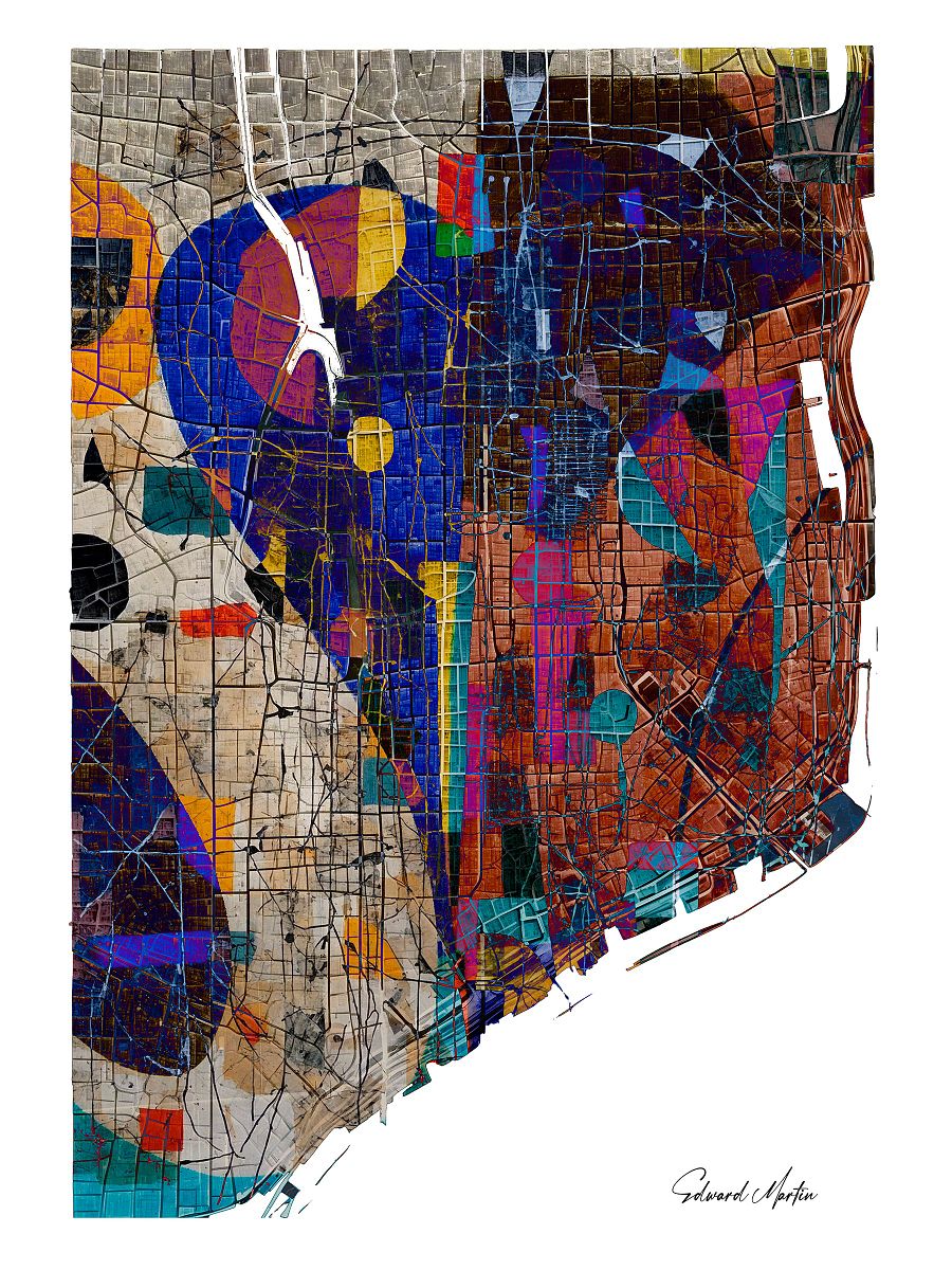 'Shore Line' by Edward Martin-Mixed Media Collage Map Poster product image (1)