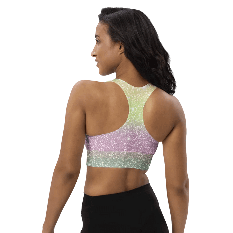 Glitter Unicorn Texture Design Longline Sports Bra - 11 product image (6)