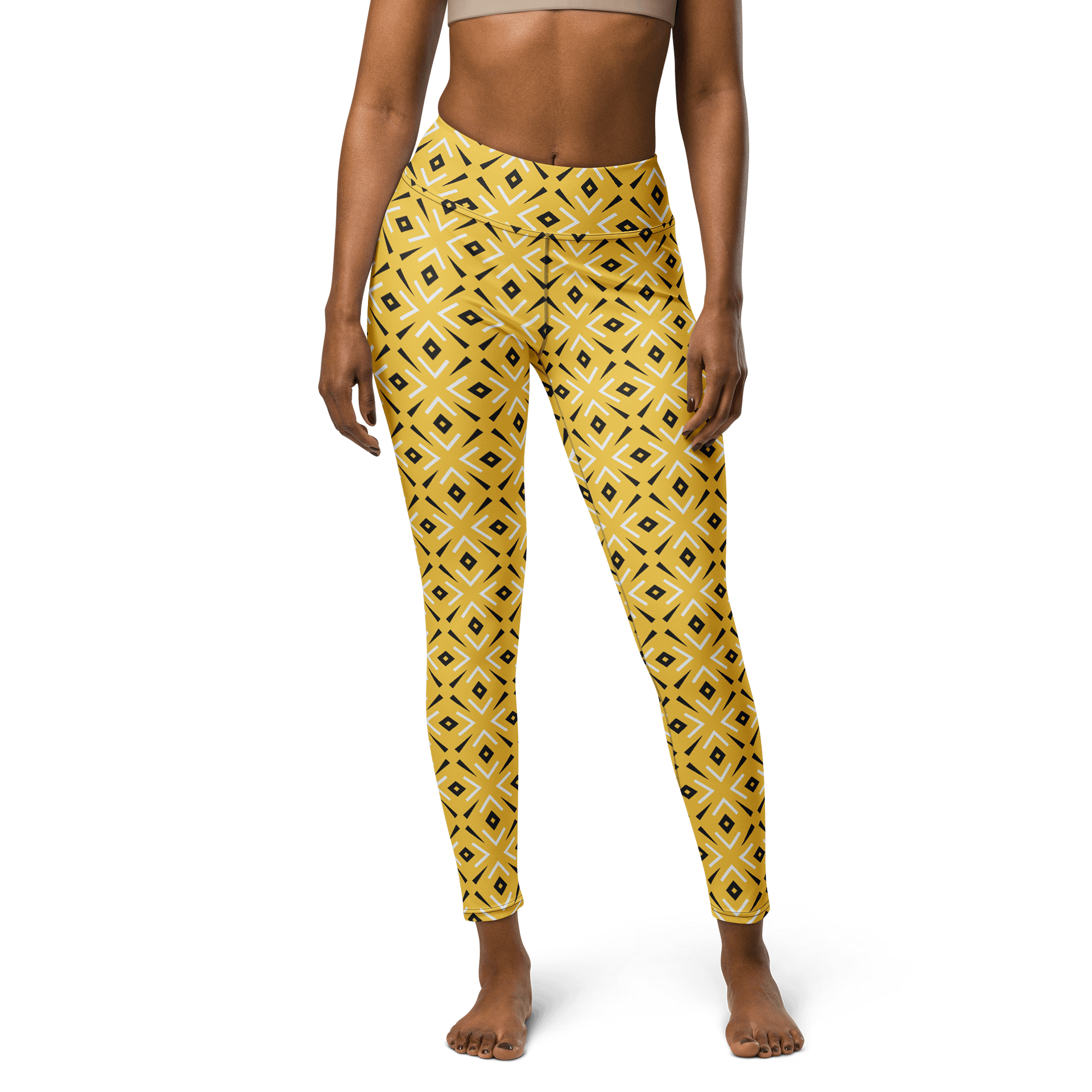 Lemon Lattice Geometric Print Yoga Leggings product image (2)