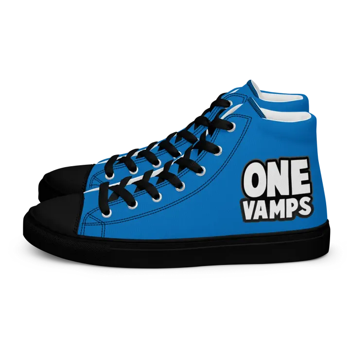 Men's High Top Canvas Shoes OneVamps Blue Black color product image (2)