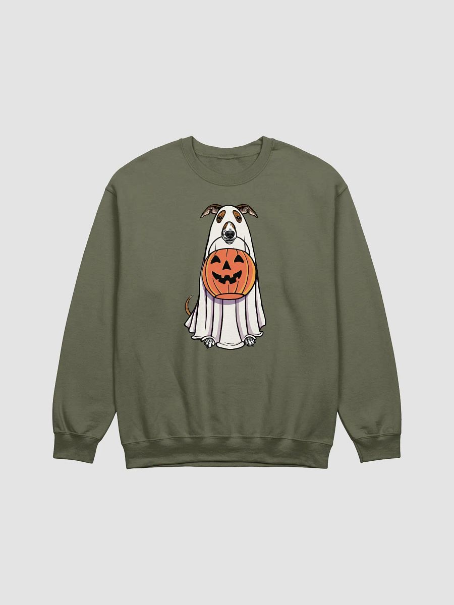Funny Halloween Italian Greyhound(Sable) Sweatshirt | Funny Iggy Wearing a Ghost Costume and Holding a Pumpkin Basket product image (17)