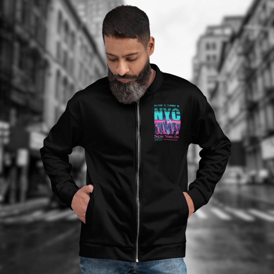 NYC New York City Graphic All Over Print Bomber Jacket product image (7)