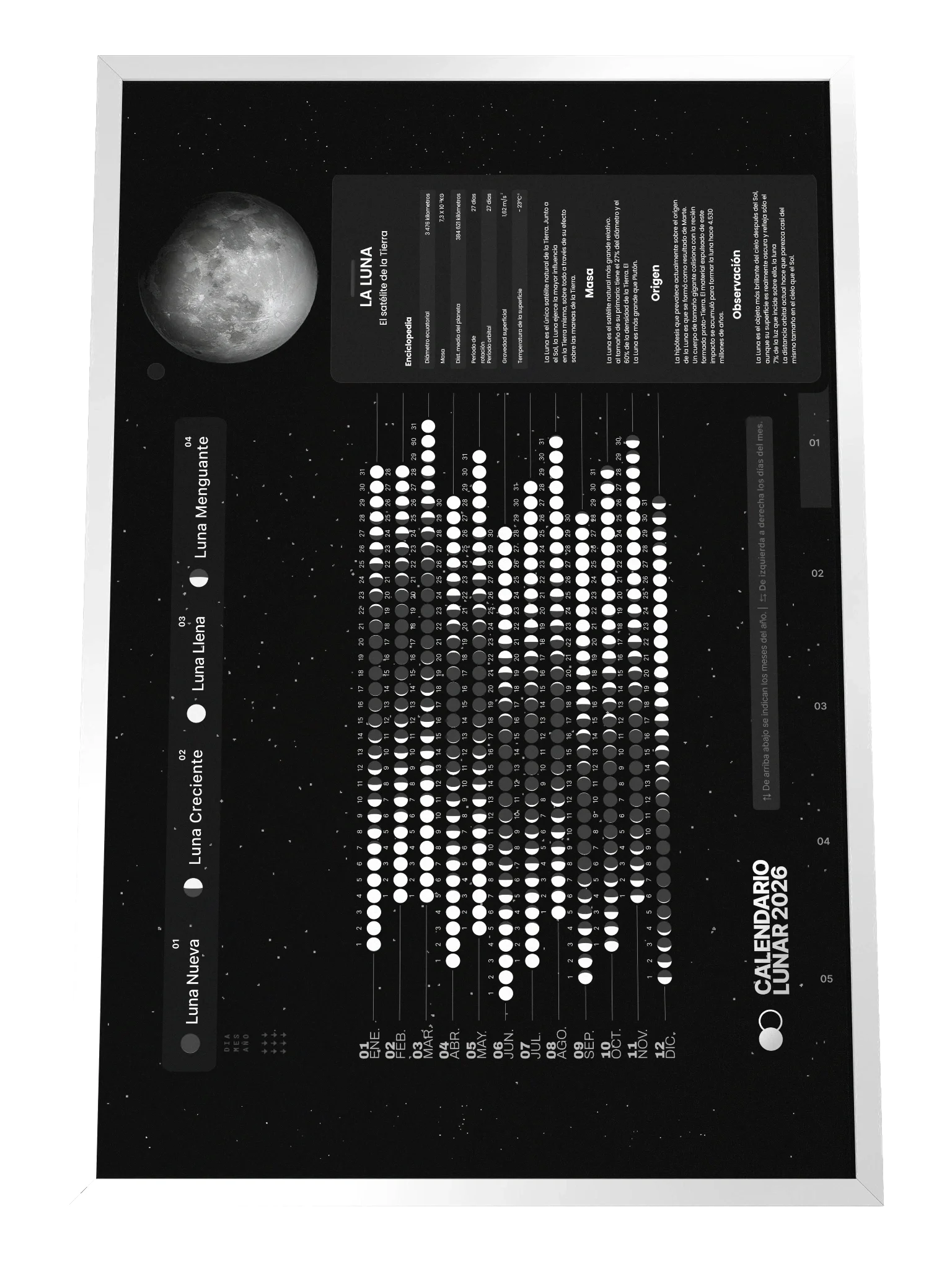Calendario de pared de las fases lunares de 2026 - 24" x 36" product image (2)