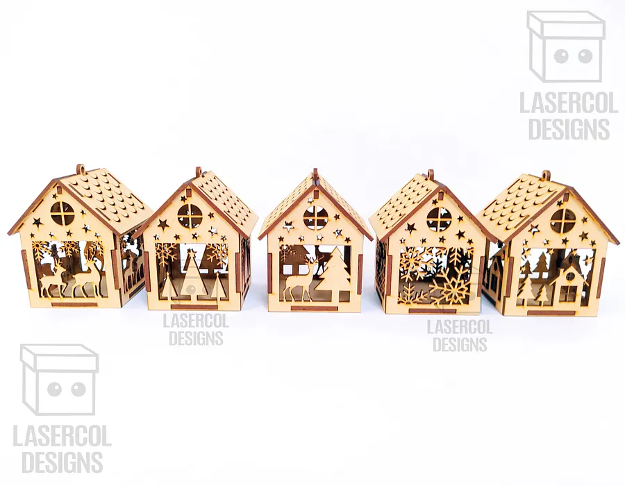 Christmas House Ornaments Bundle (Set 1-2-3-4) - Laser Cut Files product image (2)