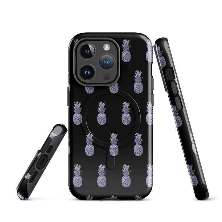 Monochrome Pineapple MagSafe® Tough iPhone® Case Black product image (3)