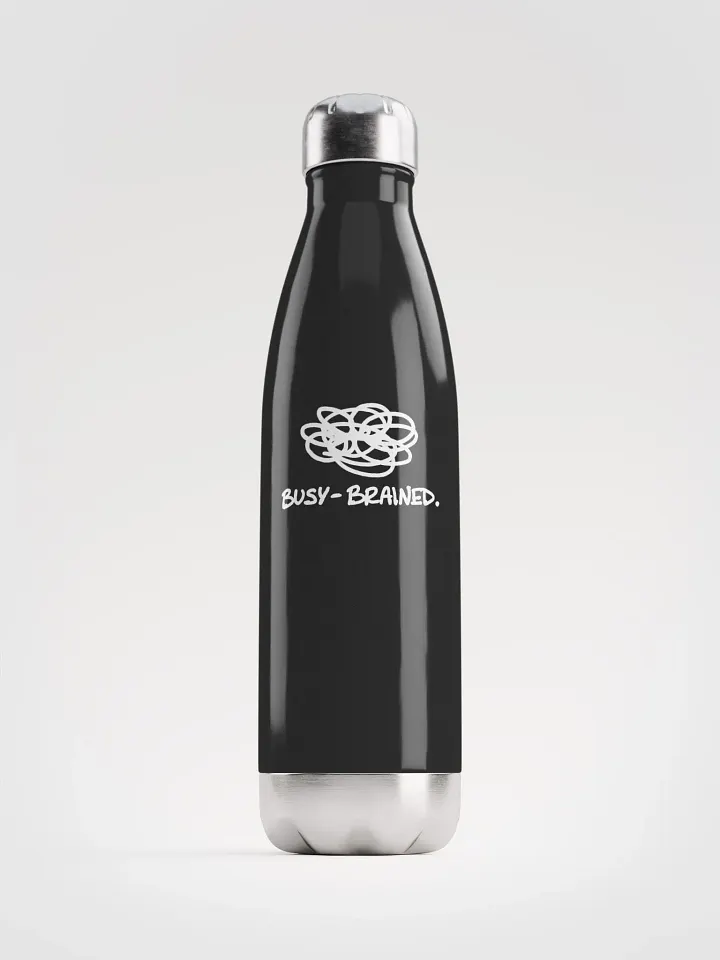 BUSY-BRAINED (white design) stainless steel water bottle product image (2)