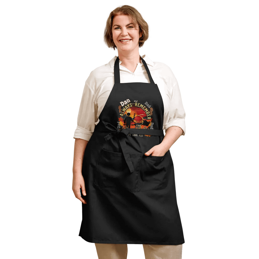 Dad ‘we always remember your Barbecue’  Mens fathers day Apron. Beautiful design to show you selected a well designed  apron.  Ideal to show your appreciation product image (12)