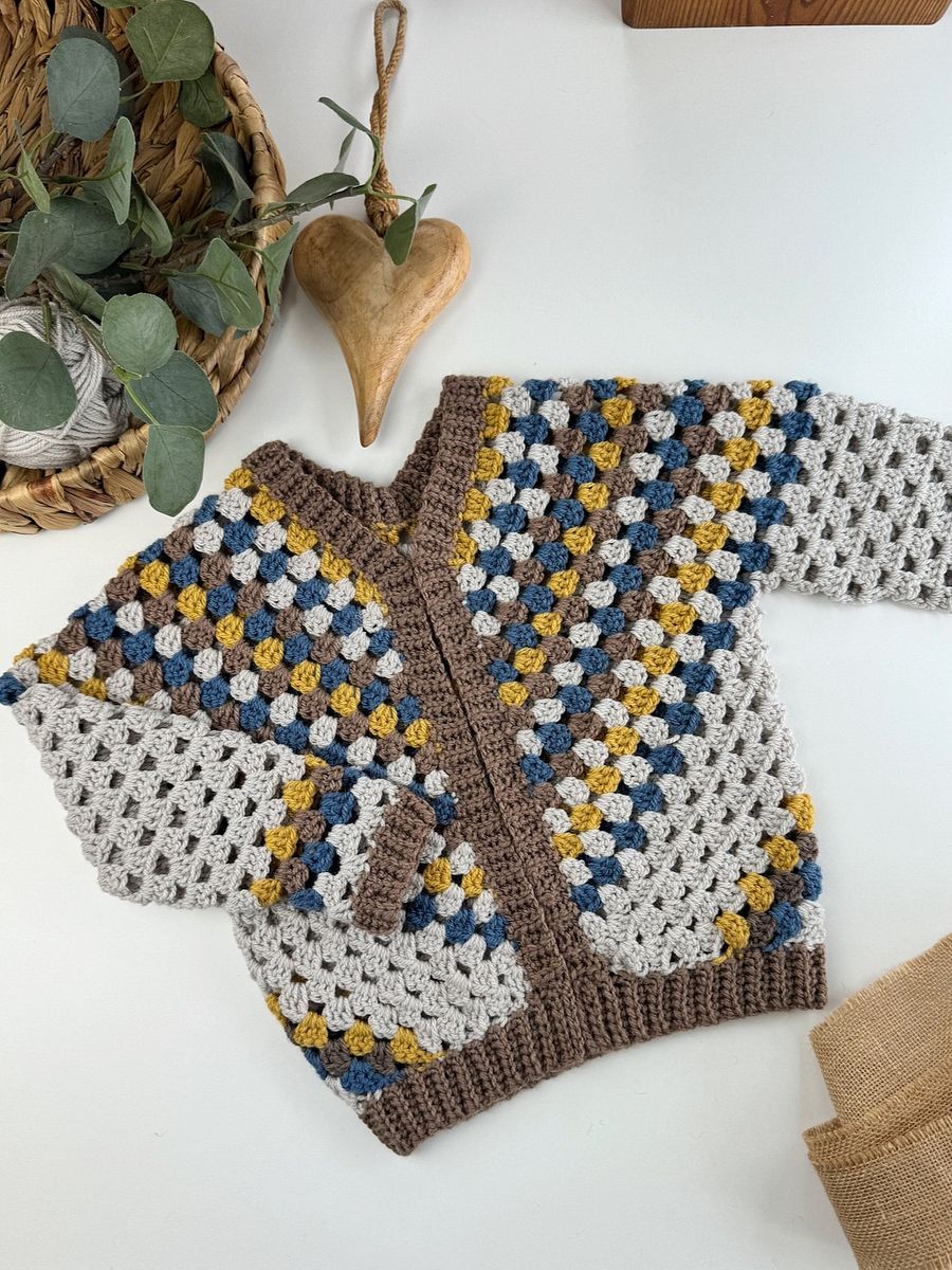 Granny Stitch Child Cardigan Crochet Pattern | Sizes Newborn to 10 Years | PDF Instant Download | Top Down Construction product image (3)