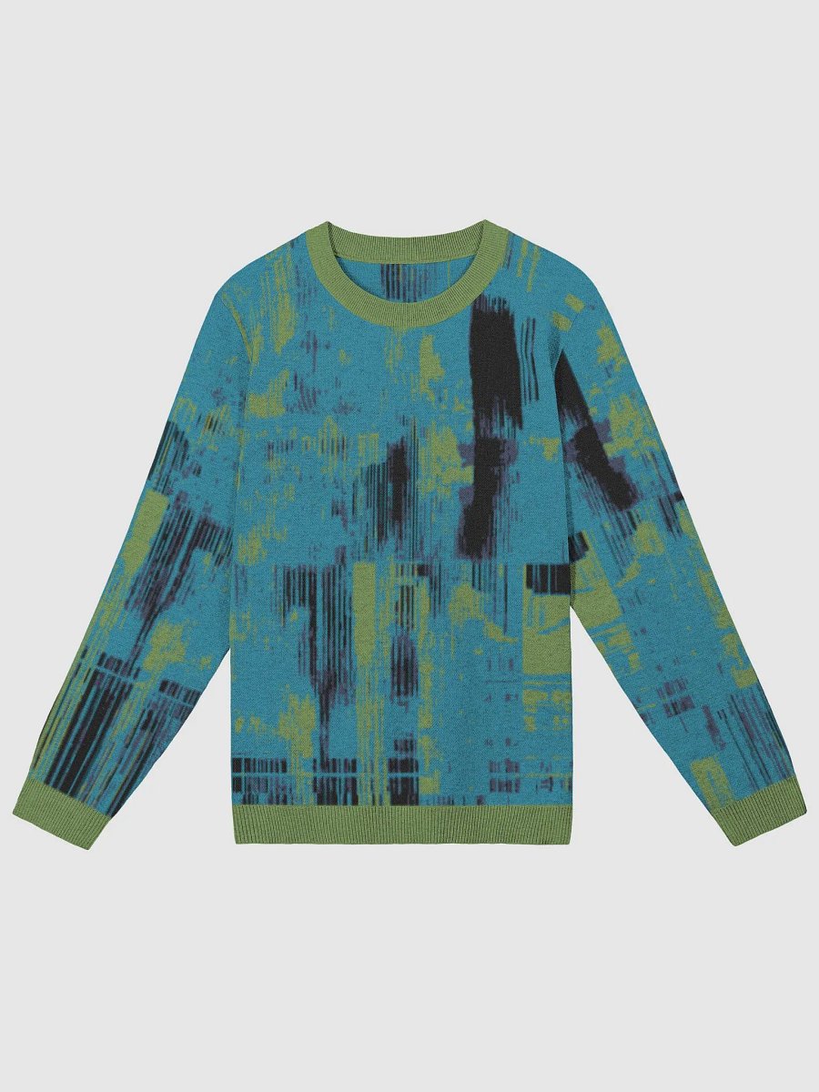 Cyan Glitch Jacquard Knit Crewneck Sweater product image (1)