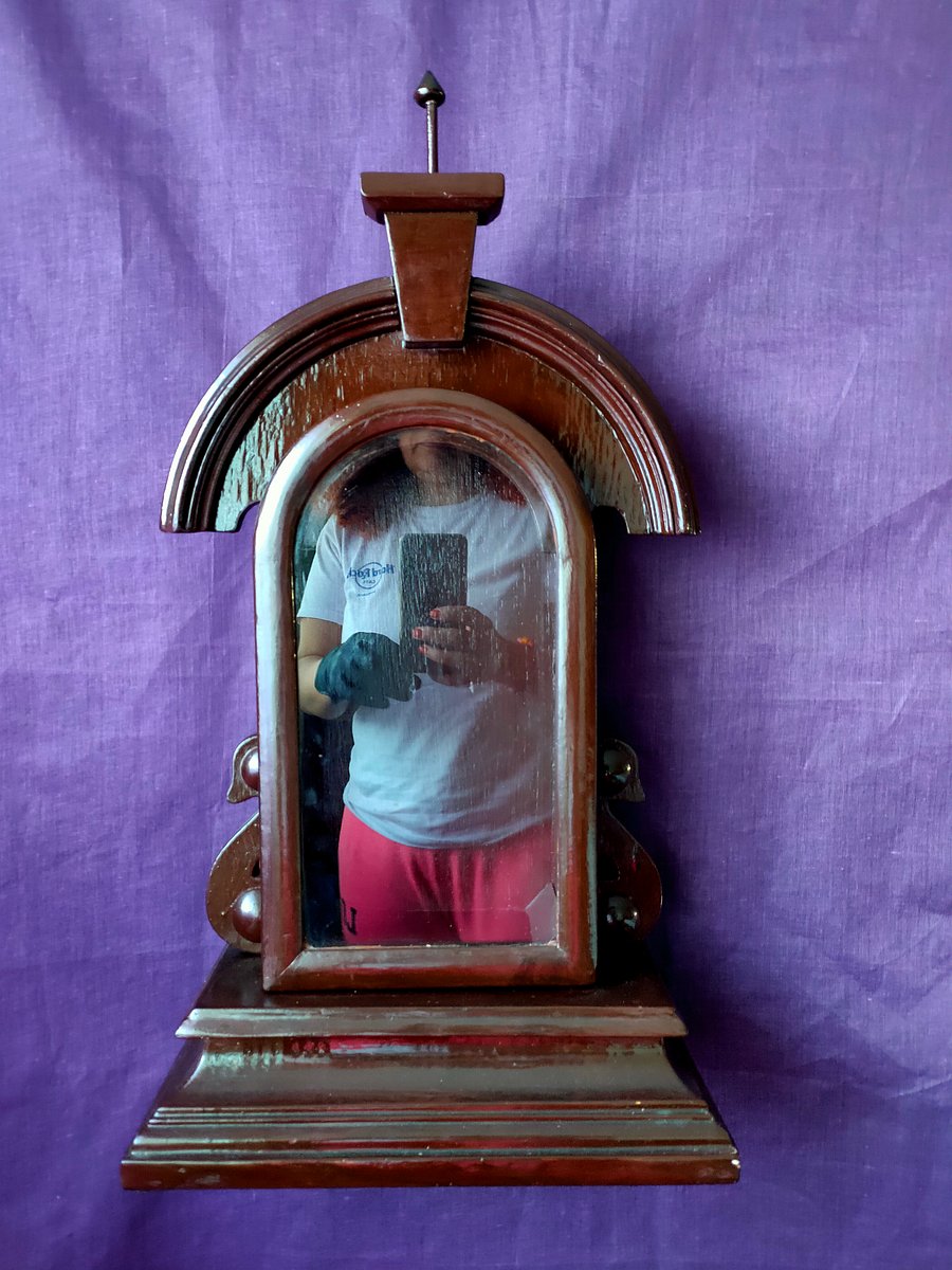 Pequeno altar religioso em madeira, oratório século XIX, vintage restaurado product image (3)