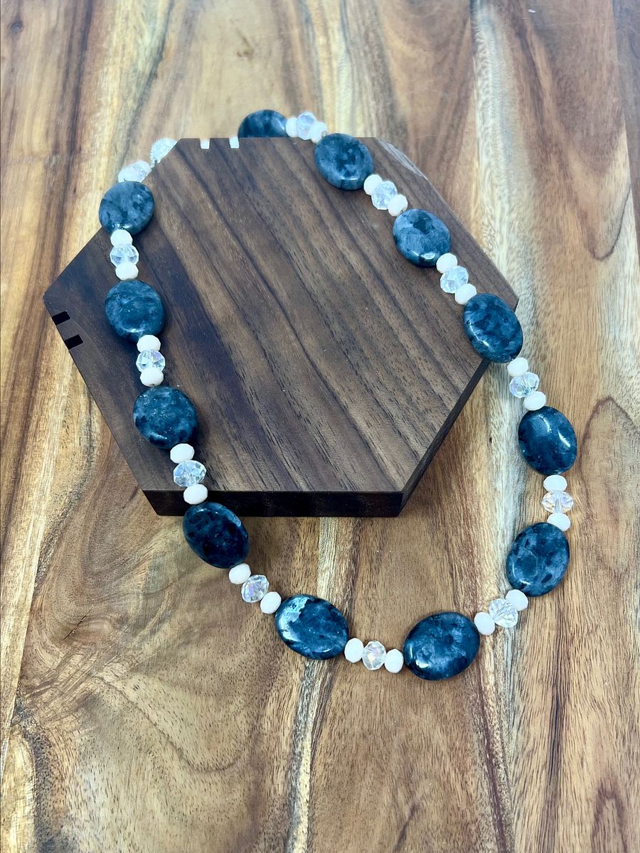 Handmade Necklace (Labradorite, Crystal, and Pale Pink) product image (2)