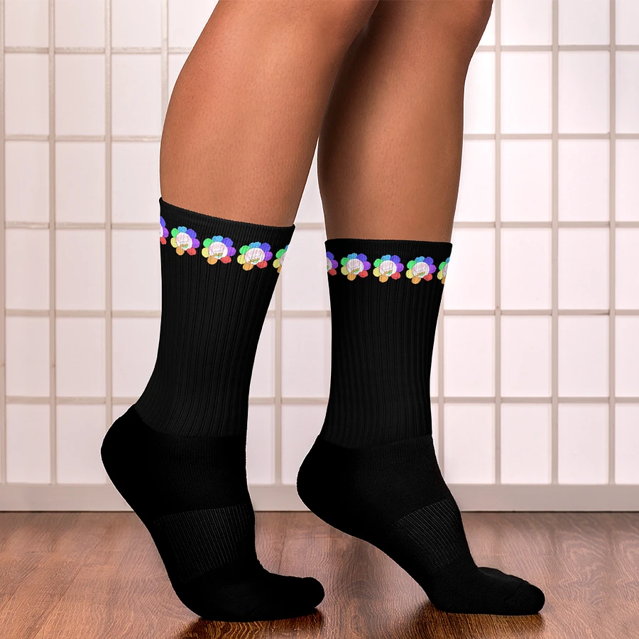 Black Flower Stripe Socks product image (15)