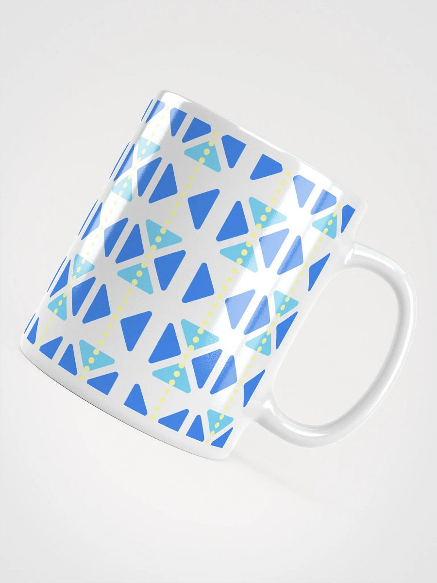 Blue Triangles And Yellow Dotted Lines White Mug product image (10)