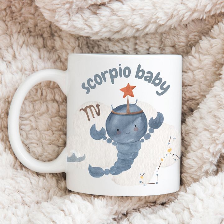 Scorpio Baby October 24 – November 21 WHITE GLOSSY MUG Baby Gift, New Mom Gift, Fun Astrology Gift product image (1)