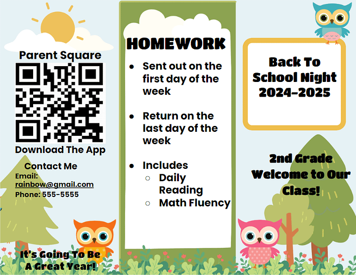 Owl Back to School Brochure product image (2)