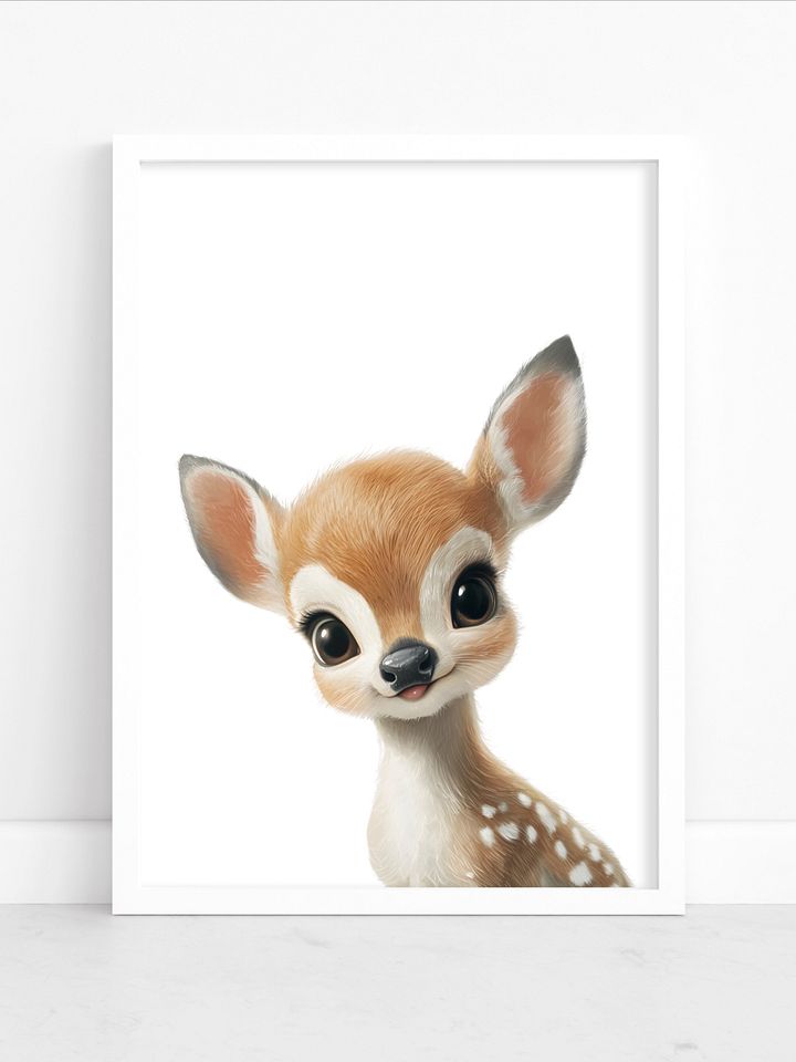 Woodland Curious Deer Nursery Print product image (1)