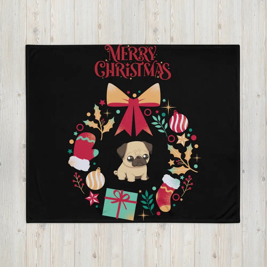 Merry Christmas Pug Throw Blanket product image (16)