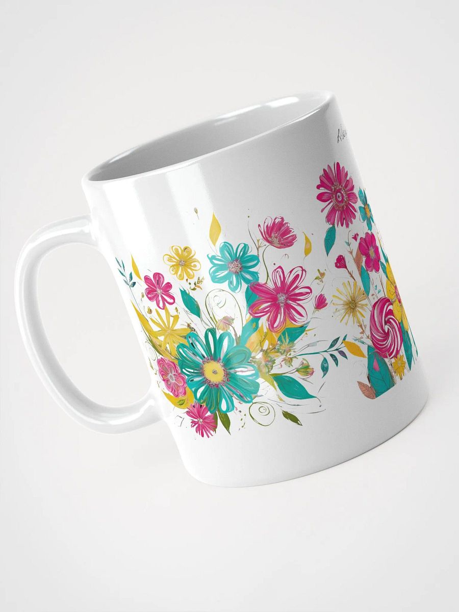 Personalized Artsy Boho Flowers White Glossy Ceramic Mug product image (3)