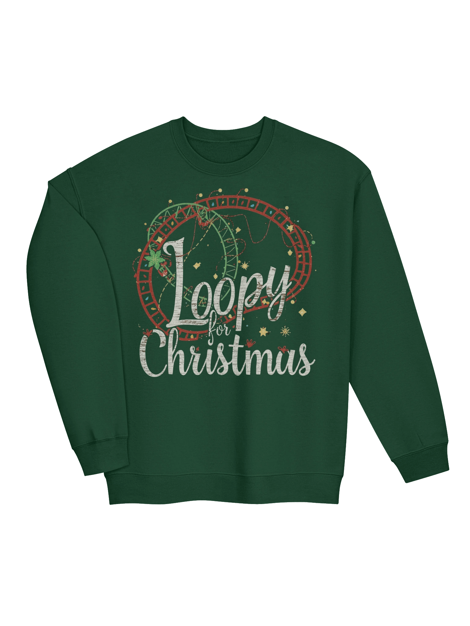 Loopy for Christmas Roller Coaster Sweatshirt – Funny Holiday Theme Park Gift in Multiple Colors product image (16)