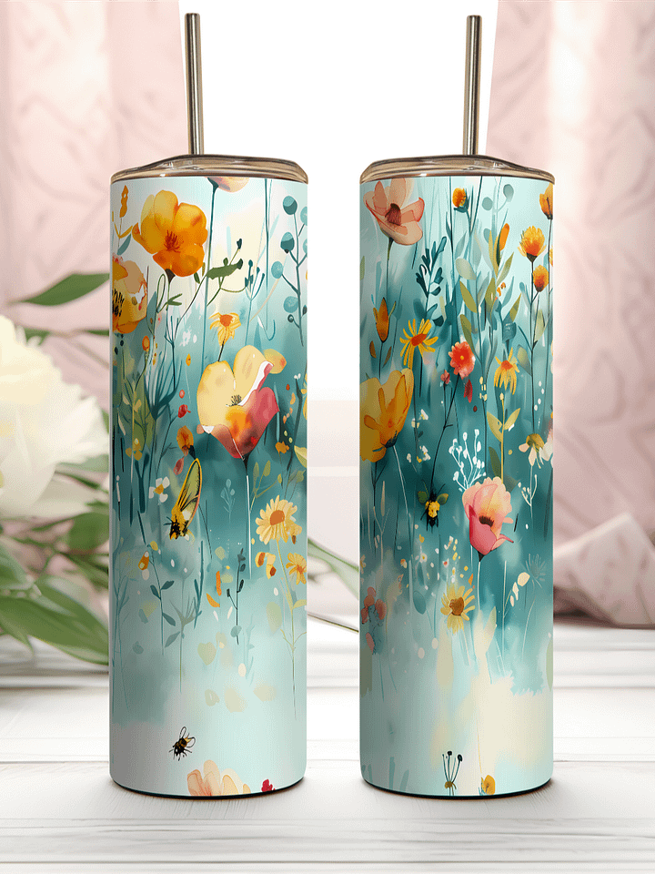 Blossom Breeze Stainless Steel Tumbler, Yellow, Green, Pink, White product image (2)