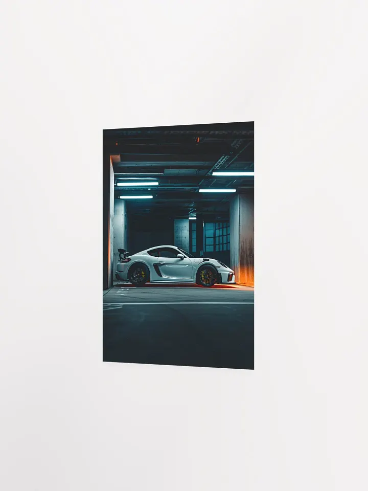 Porsche Cayman parked in underground parking by night (Poster) product image (25)