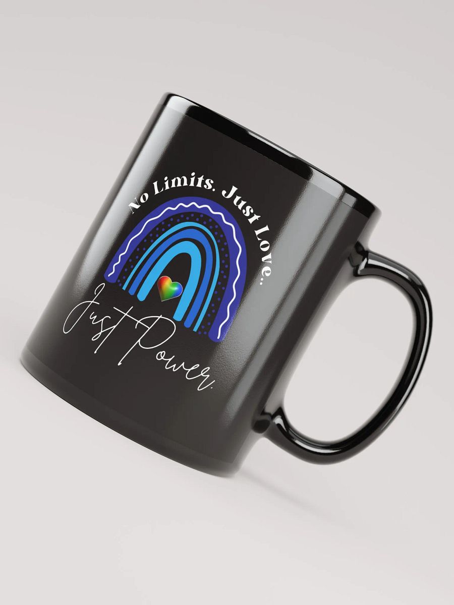 No Limits. Just Love. Just Power. Rainbow Black Glossy Ceramic Mug. product image (3)