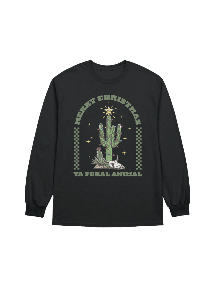 merry christmas ya feral animal printed long sleeve product image (2)