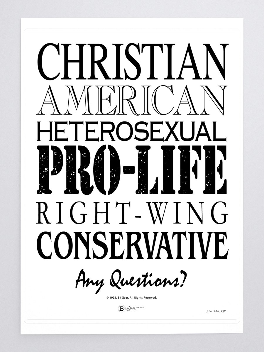 Christian American, Stickers. Patriotic Conservative Christian, Pro Life Right Wing, Heterosexual American Pride, Stickers. product image (4)