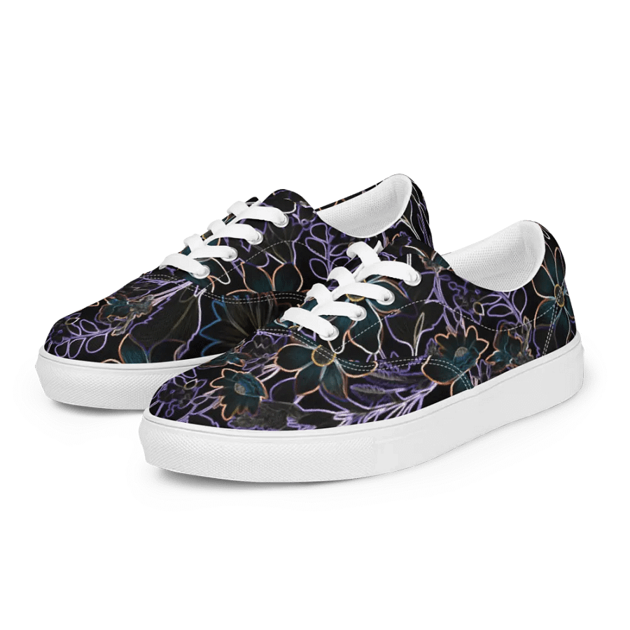 Trippy Dark Florals/Women's Lace-Up Canvas Shoes by Allcolor product image (2)