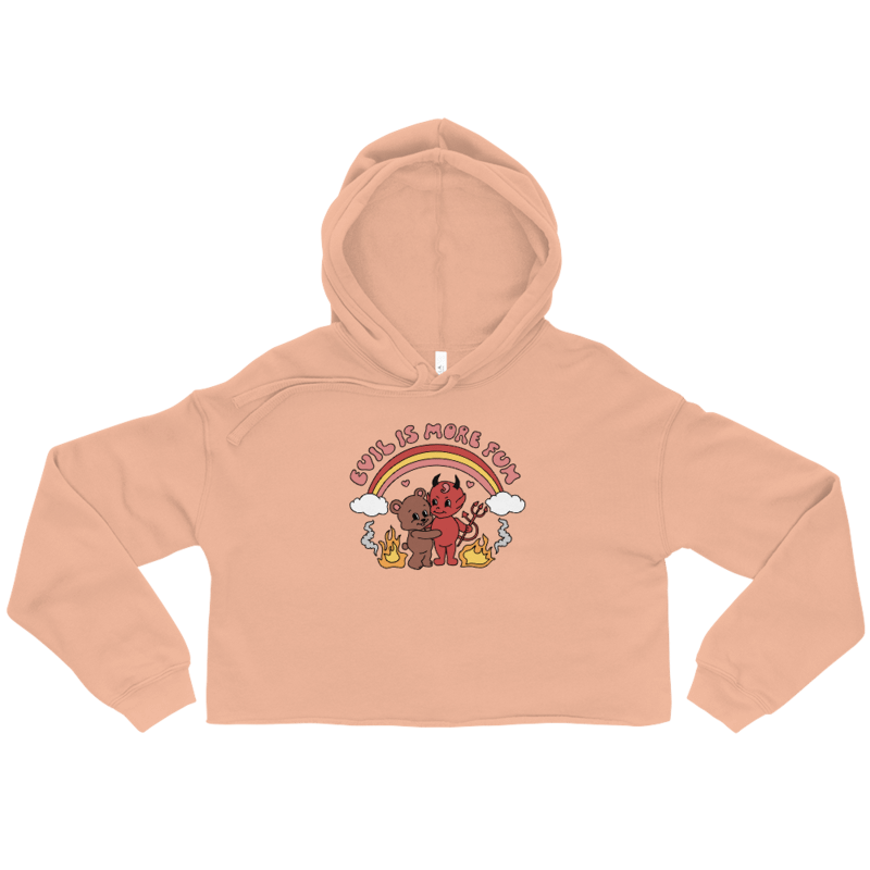 Evil Is More Fun Crop Hoodie - Peach product image (1)