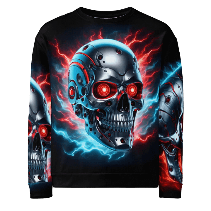 Electric Cyborg Skull All-Over Print - Unisex Sweatshirt #15 product image (1)
