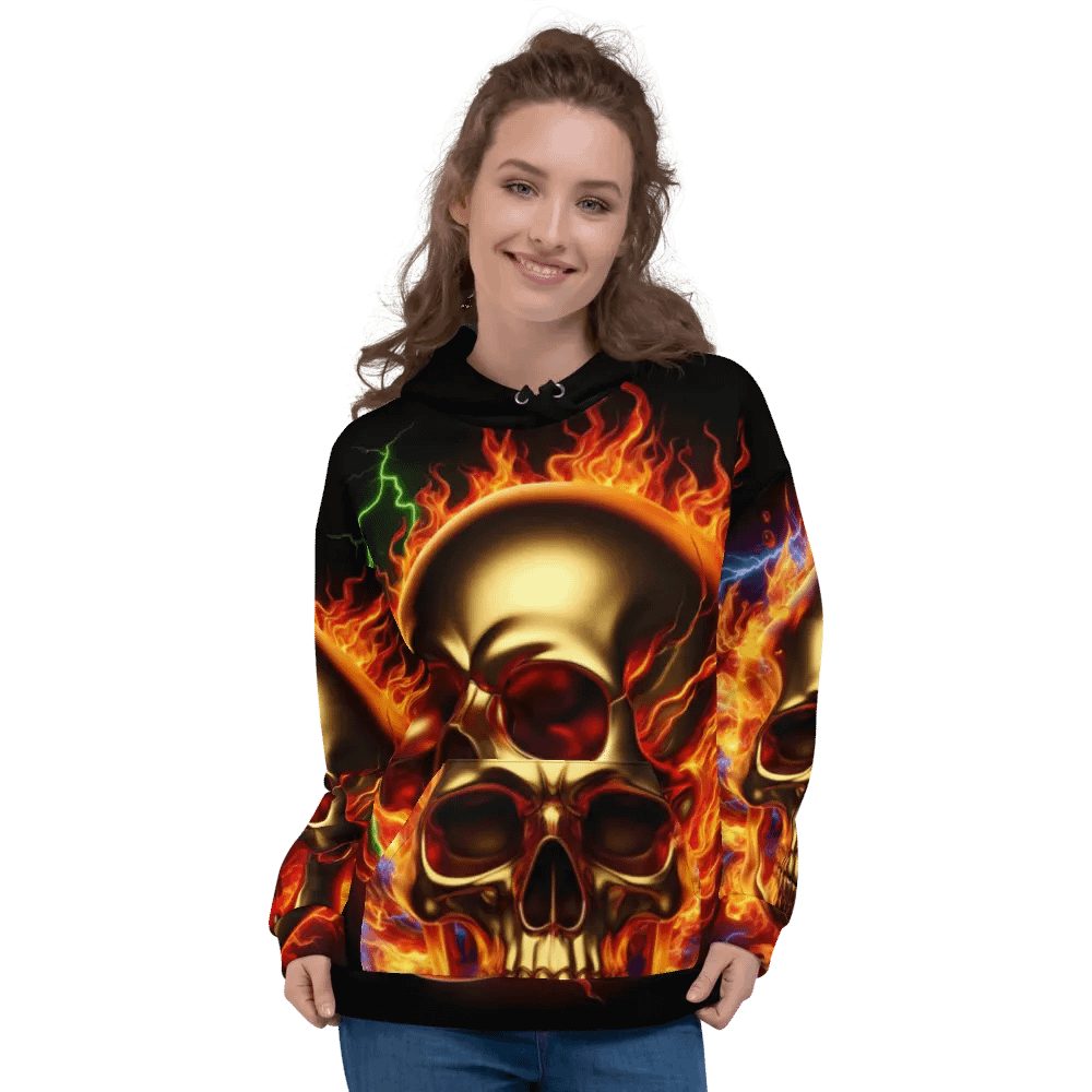 All-Over Blaze - Unisex Skull Hoodie #3 product image (3)