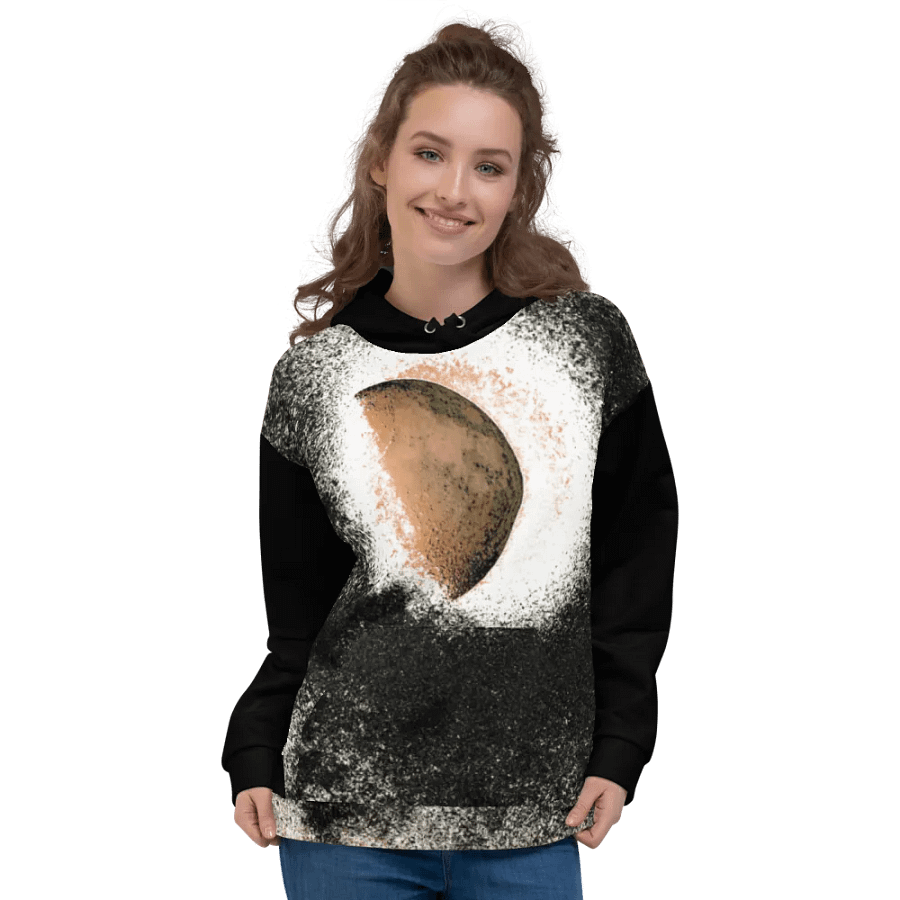 Abstract Textured Disintegrating Moon Unisex Pull Over Hoodie product image (1)