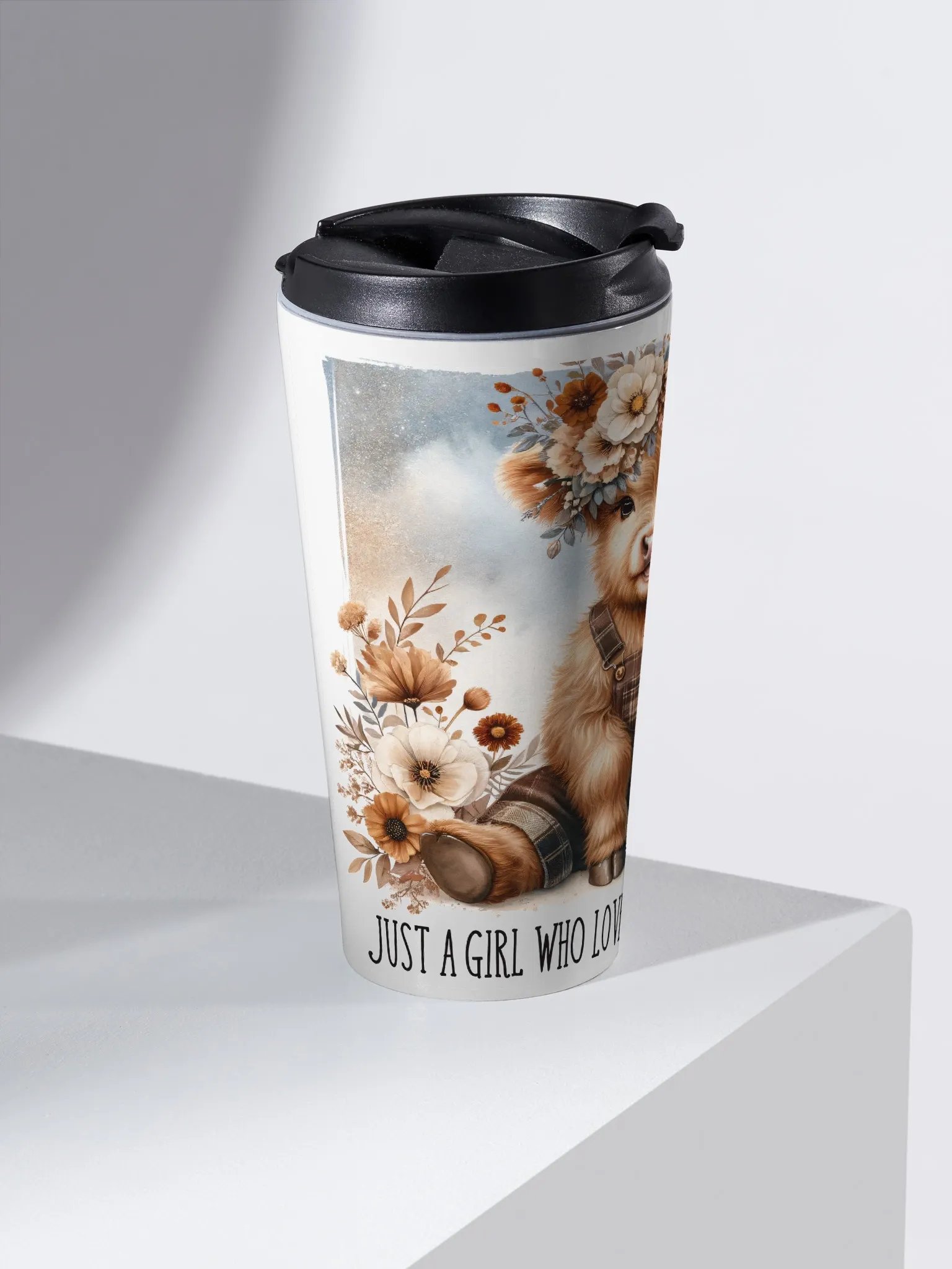 Highland Cow Calf Stainless Steel Travel Mug product image (2)