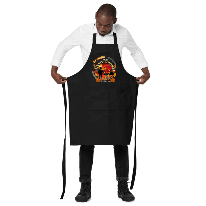 Apron matching T shirt grandad depicting ‘Grampa we always remember your BBQ’.  Perfect gift from grandchildren product image (2)