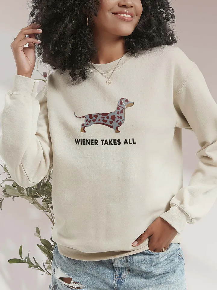 Wiener Takes All Sweatshirt (Embroidered) of a Dachshund(Dapple) product image (2)