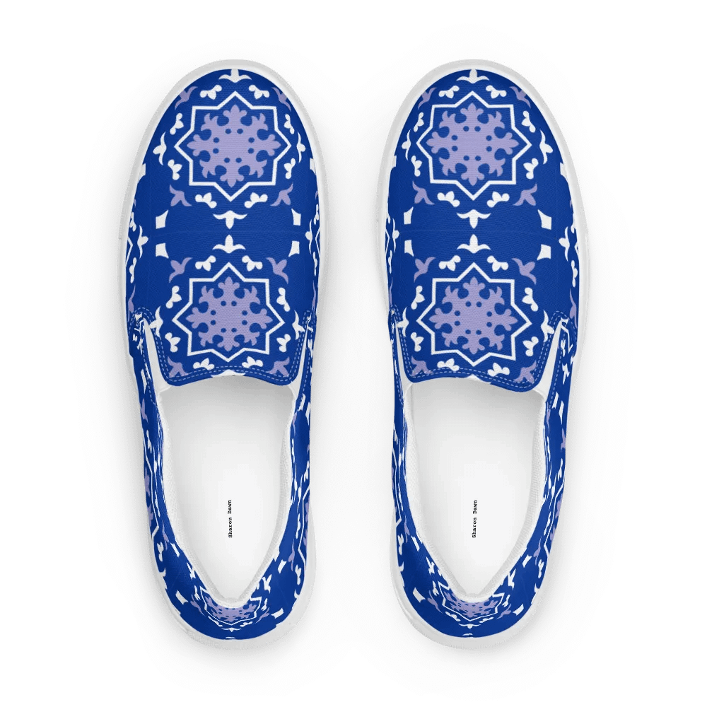 Blue Tile Canvas Slip-Ons for Women product image (4)