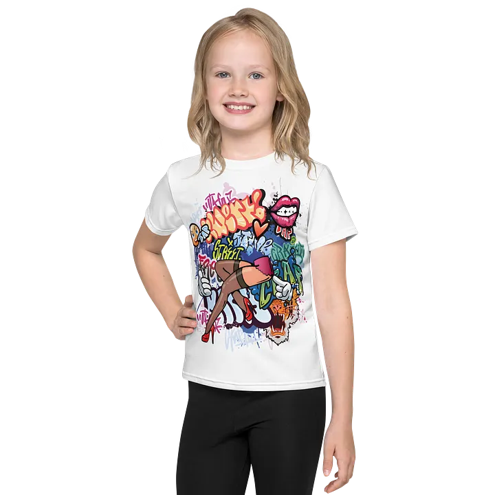 Kids Crew Neck T-Shirt Girl Graffiti All-Over Print product image (1)