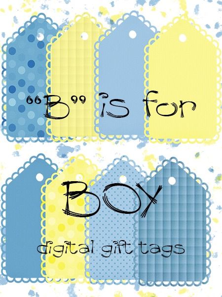 "B" is for Boy - Printable Blue and Yellow Gift Tags product image (1)
