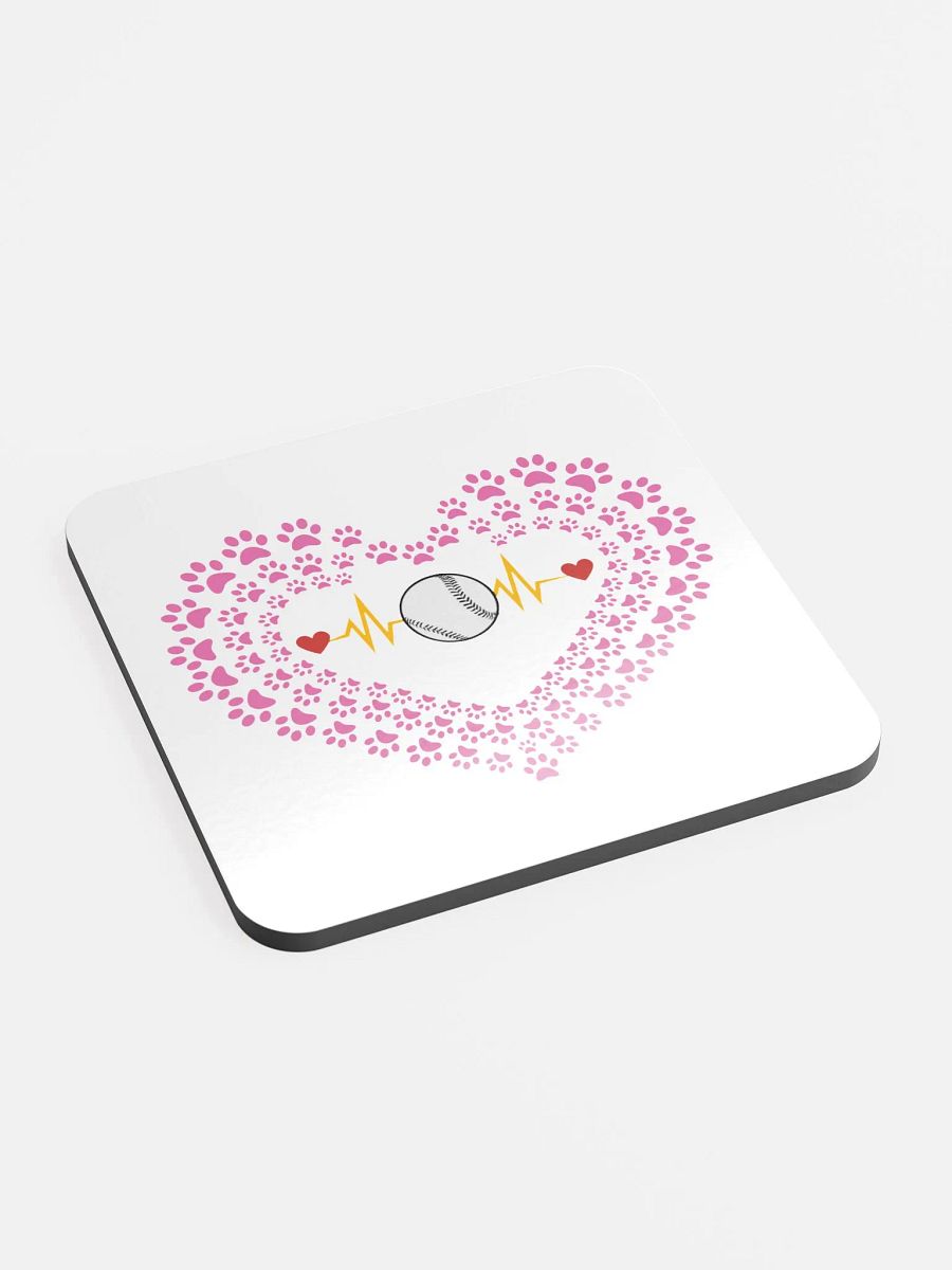 Heart Paw Print Baseball Cork Coaster product image (2)