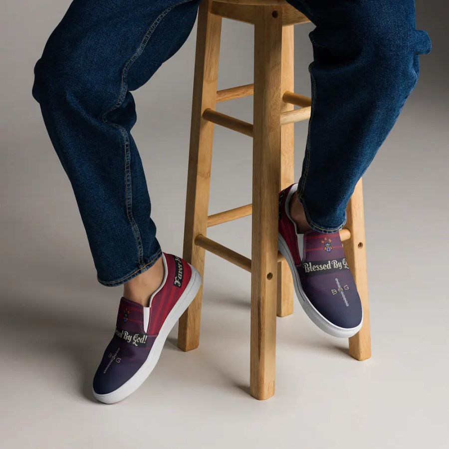 BBG Diamond Cross Purple and Burgundy Gradient Men's Slip Ons product image (6)