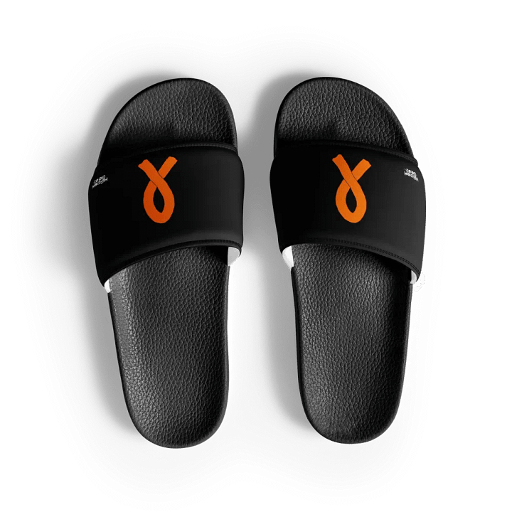 White HApex Gear White Logo Cancer Awareness Orange Ribbon. Black Men's Slides product image (1)