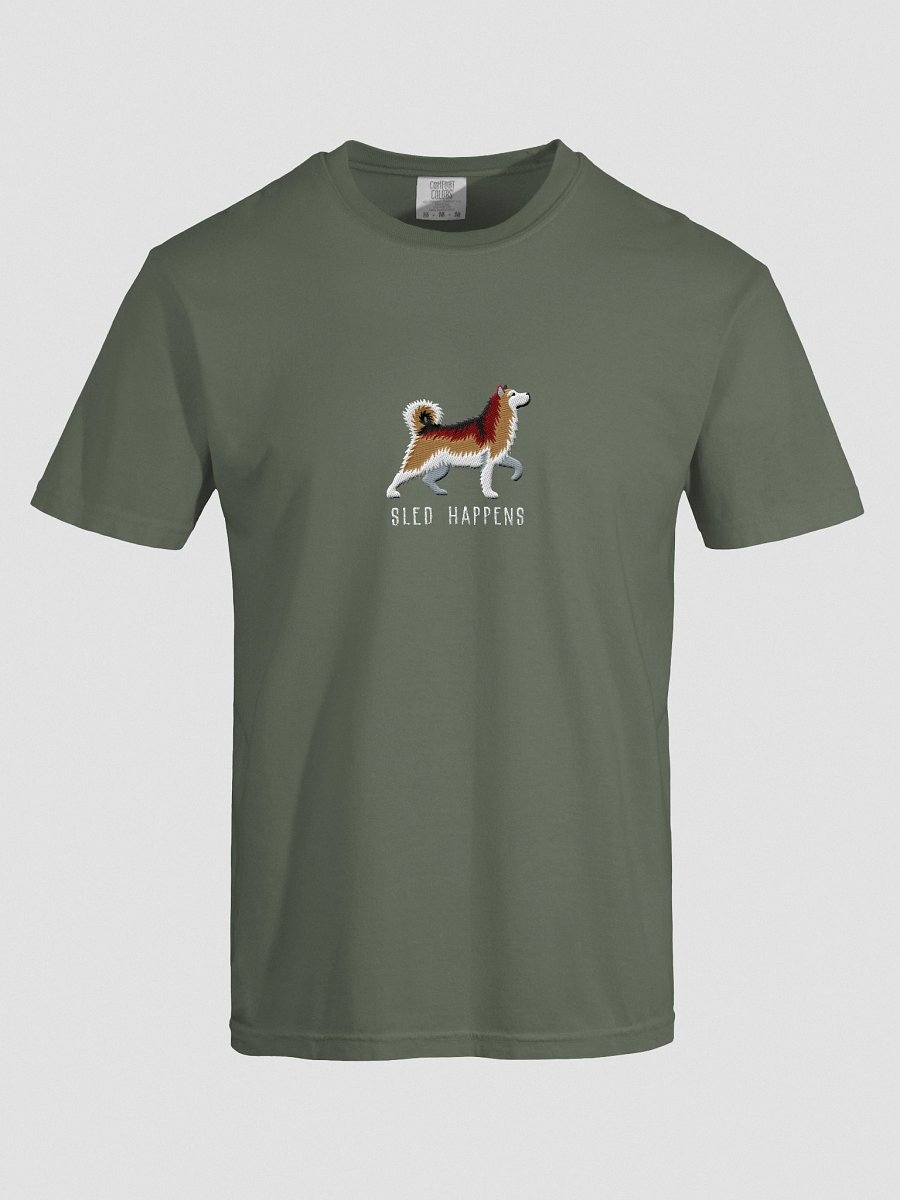Sled Happens T-Shirt(Embroidered) of an Alaskan Malamute(Sable) product image (27)