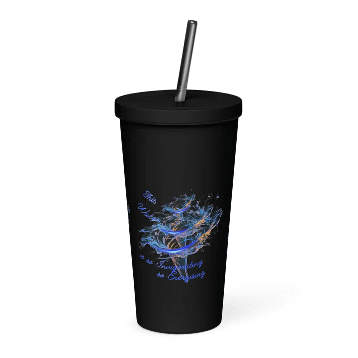 Insulated Tumbler with beautiful swirly blue whirlpool design featuring ' This water is so energising' product image (1)
