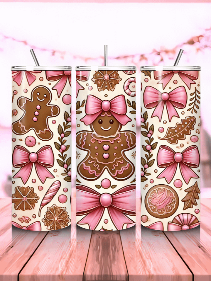 Pink Coquette Bow Tumbler Wrap – 20oz Skinny Valentine's Day Sublimation Design – Elegant Bow Theme – Instant PNG Download product image (1)